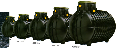 Regenwasserauffangbeh�lter RTMO in der Gesamtansicht der verschiedenen Gr��en